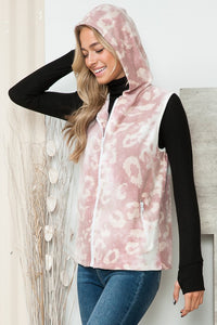 Pink Leopard Print Hoodie Vest