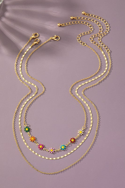 3 Set Delicate Chain and Daisy Flower Necklaces