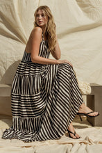 Sleeveless Stripe Maxi Tiered Dress