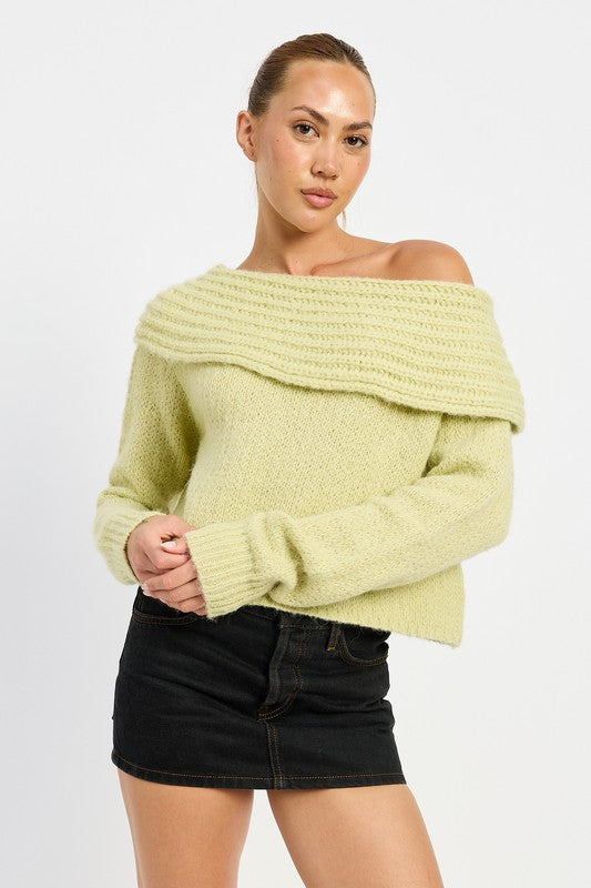 COWL NECK CROPPED SWEATER