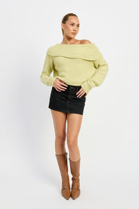 COWL NECK CROPPED SWEATER