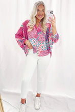 Print Buttoned V Neck Oversized Shirt