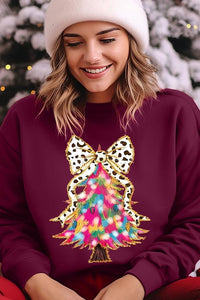 Faux Glitter Colorful Christmas Tree Sweatshirts