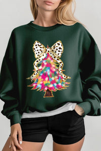 Faux Glitter Colorful Christmas Tree Sweatshirts