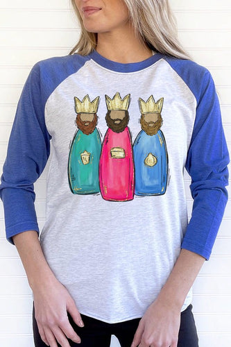 Christmas 3 Kings Doodle Holiday Raglan