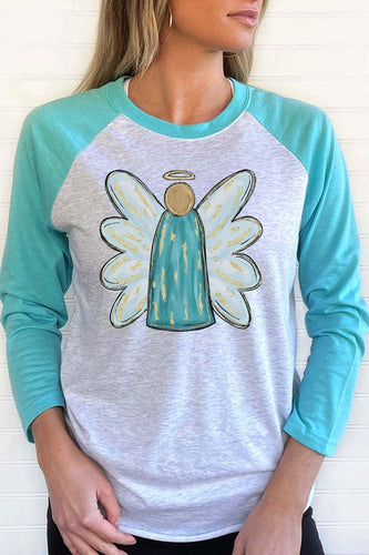 Christmas Angel Halo Doodle Holiday Raglan