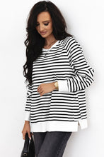 Stripe Raglan Sleeve Side Slits Loose Sweatshirt