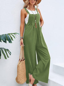 Wide Leg Overalls with Pockets