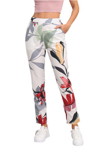 Floral Print Cropped Pants