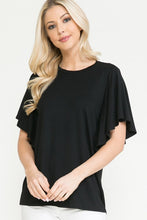Solid Short Butterfly Sleeve Round Neck Top - Gypsy Belle