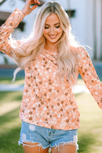 Floral Print Round Neck Long Sleeve Tee