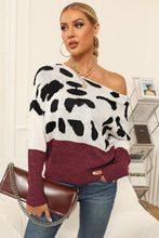Two-Tone Boat Neck Sweater