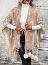 Open Front Poncho with Pom Poms