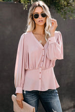 Buttoned Puff Sleeve Blouse