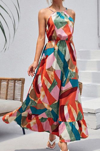 Multicolored Grecian Neck Maxi