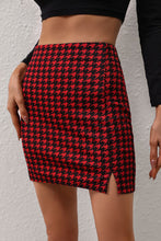 Houndstooth Slit Mini Skirt