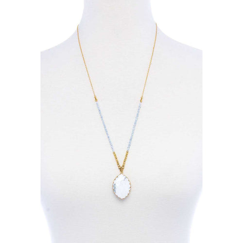 Sabrina Beaded And Stone Pendant Necklace - Gypsy Belle