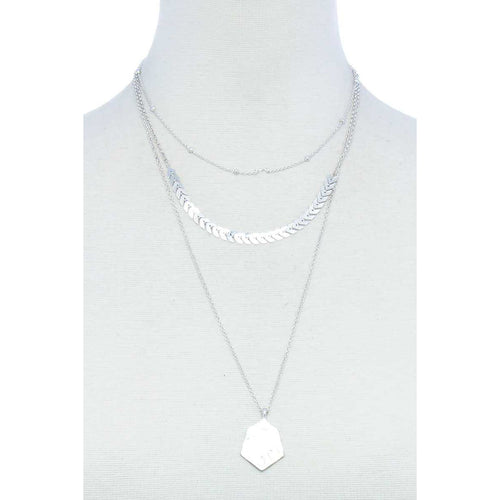 Triple Layered Chain And Pendant Necklace - Gypsy Belle
