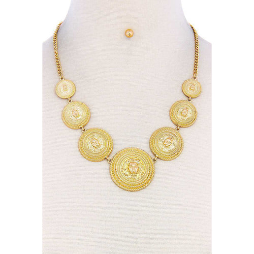 Lion Head Circle Linked Necklace - Gypsy Belle