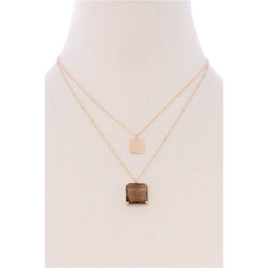 2 Layered Square Pendant Necklace - Gypsy Belle