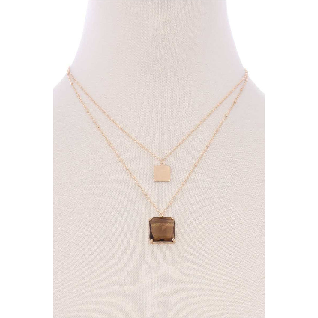 2 Layered Square Pendant Necklace - Gypsy Belle