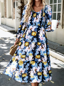 Floral Print Smocked Midi Dress