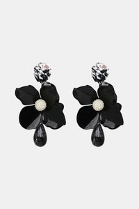 Bloosm Flower and Teardrop Resin Dangle Earrings