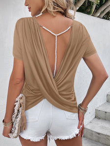 Twisted Back Blouse with Beading