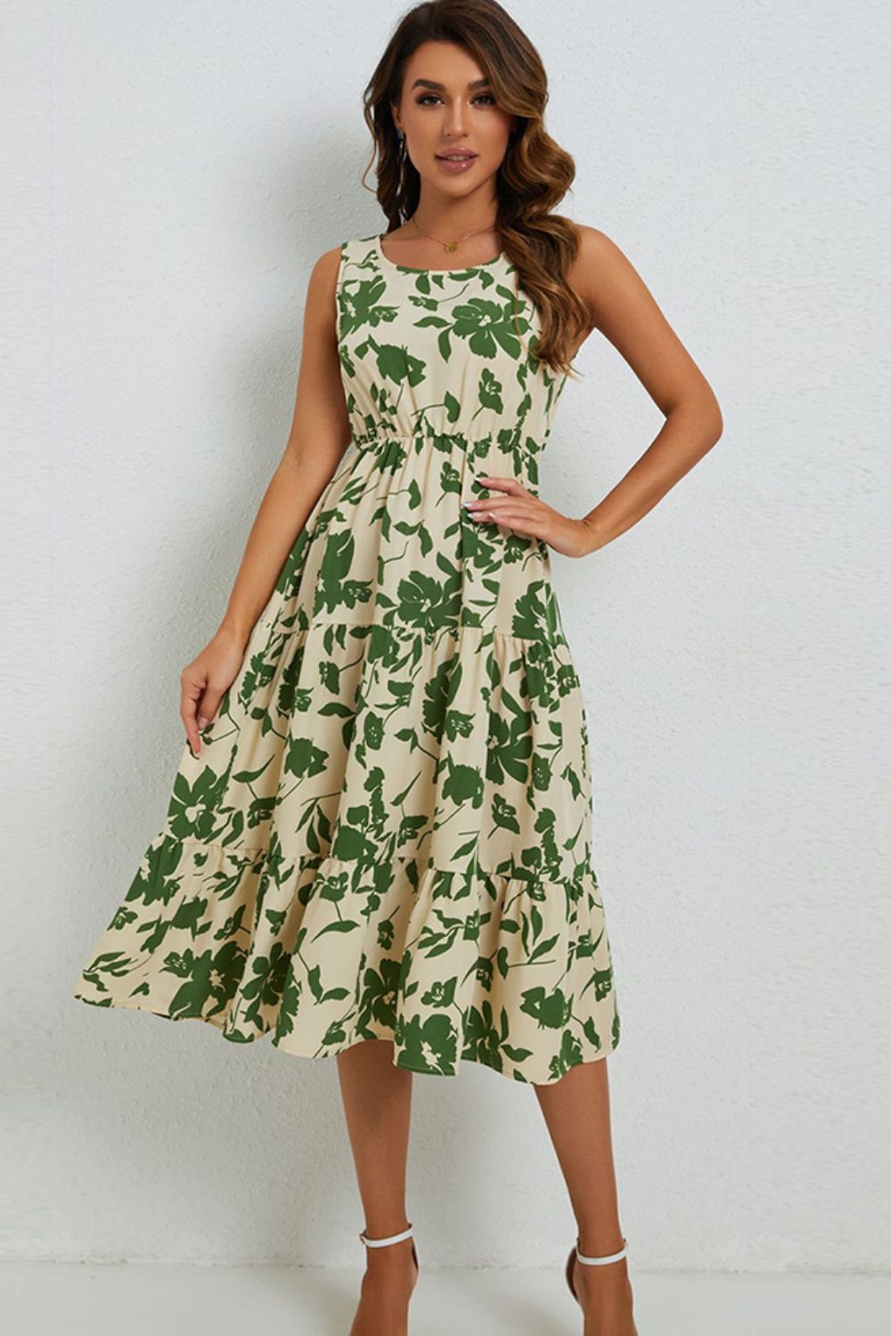 Floral Tiered Sleeveless Dress