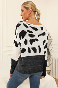 Two-Tone Boat Neck Sweater